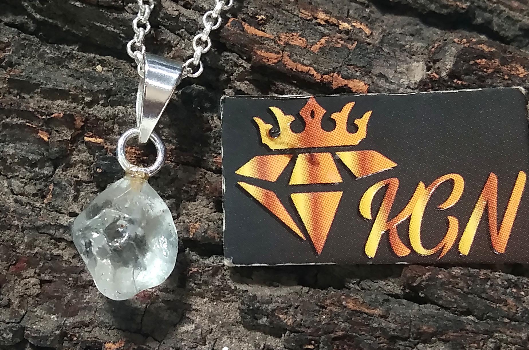 Natural Crystal Quartz Gemstone Rough Pendant, 925 Sterling Silver Jewelry Crystal Quartz Pendant, Rough Chain Necklace Pendant Gift For Her